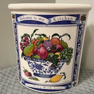 Santa Barbara Ceramic Kitchen Utensil Holder — Chinoiserie Fruit Bowl Design